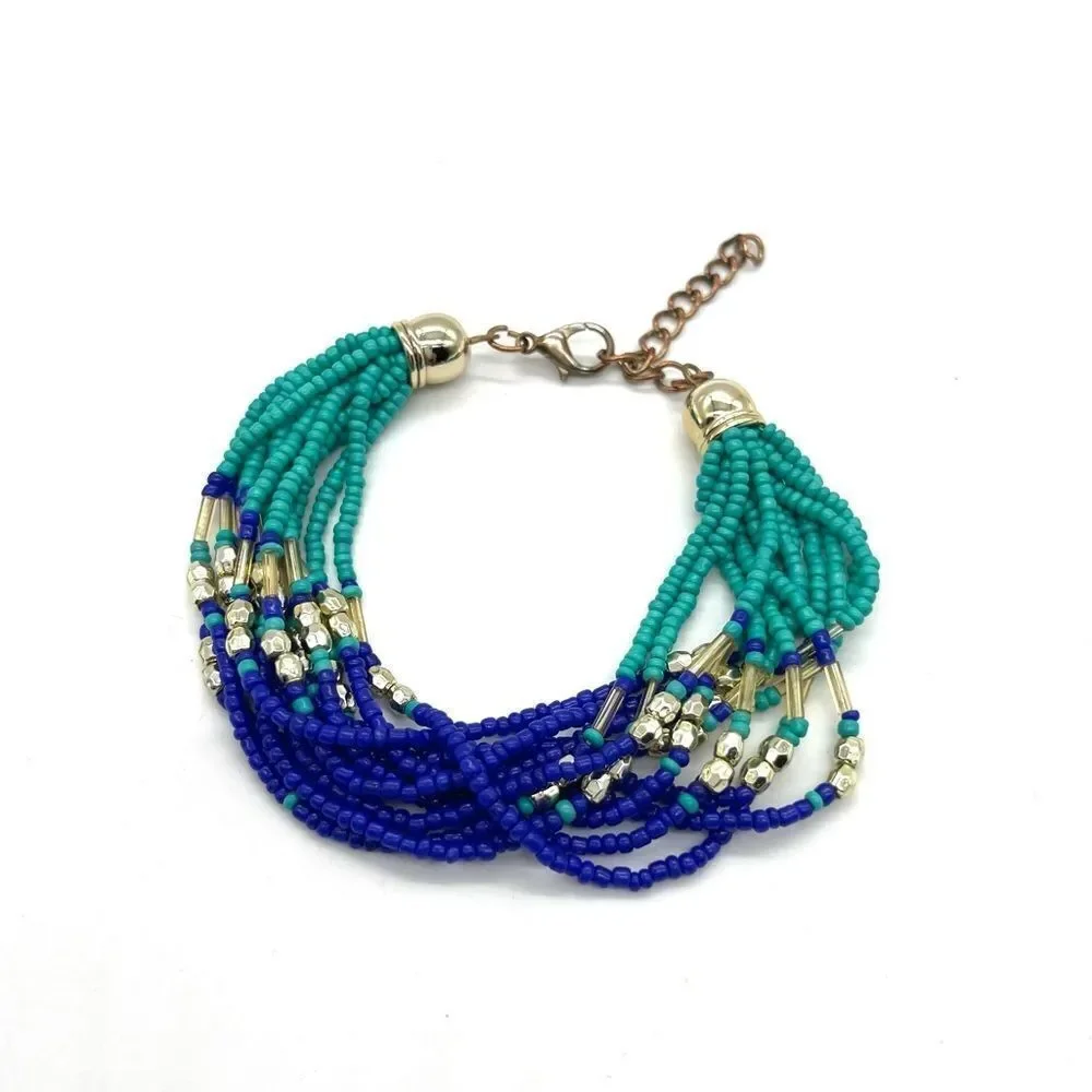 Multi Strand Bracelet in Blue & Turquoise beads